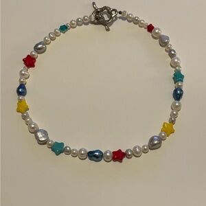 Ian Charms DMP Colorful Star and Pearl Necklace 18”